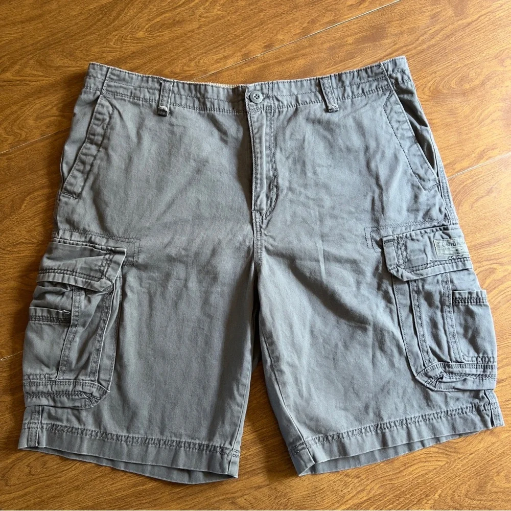 UNIONBAY Mens Gray Canvas 100% Cotton Cargo Utility Shorts Size 38